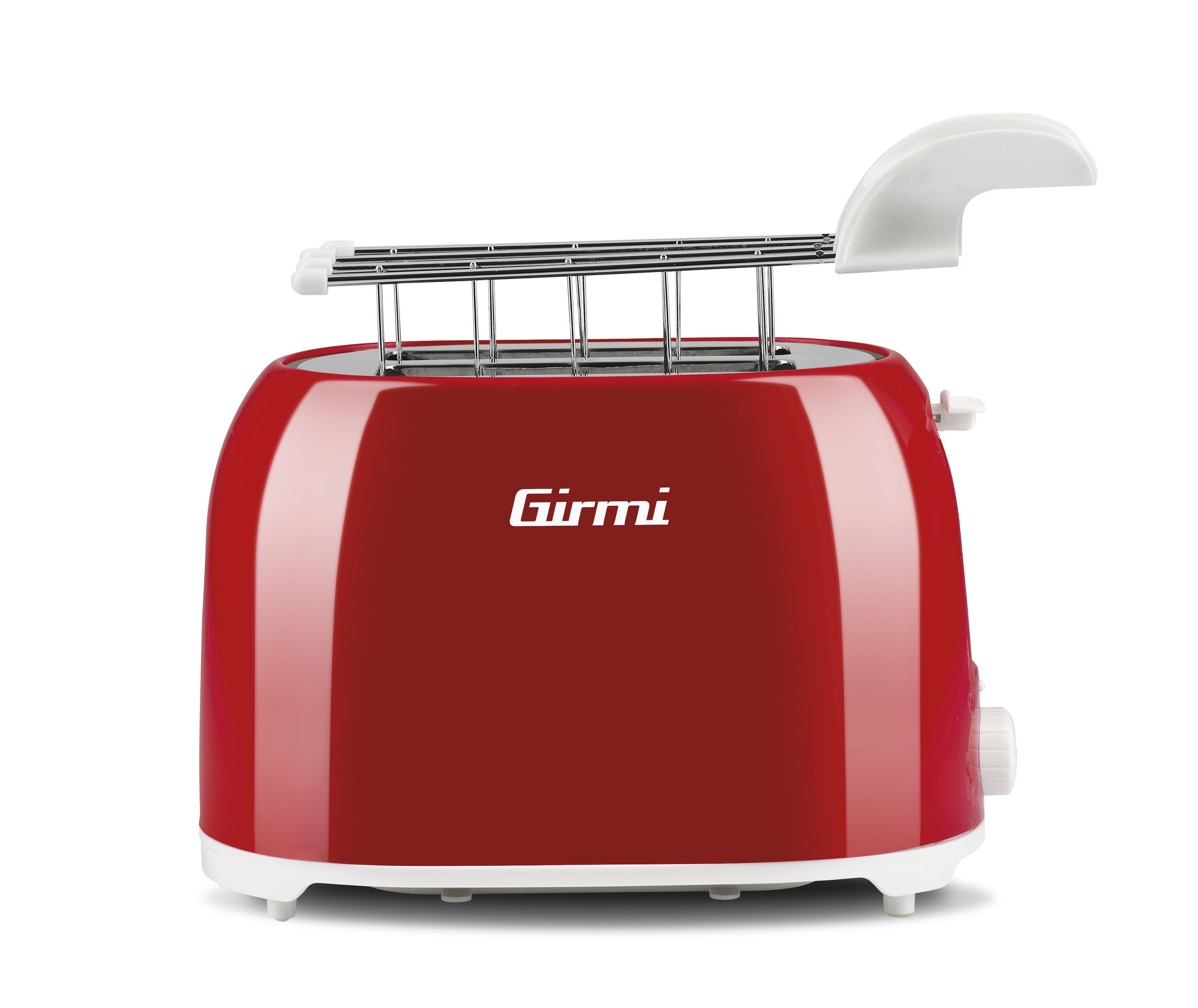 Girmi TP57 Tostapane 2 Slice Toaster 800W Stainless Steel with S/S Tongs  RED